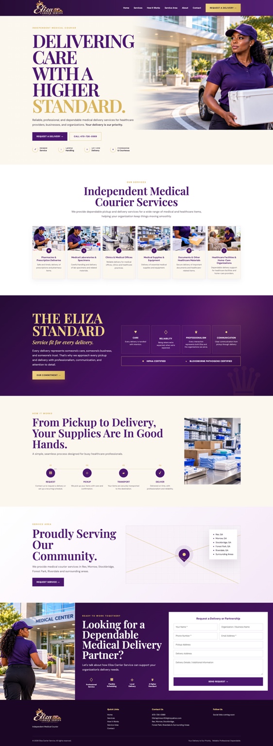 Eliza Carrier Service website concept