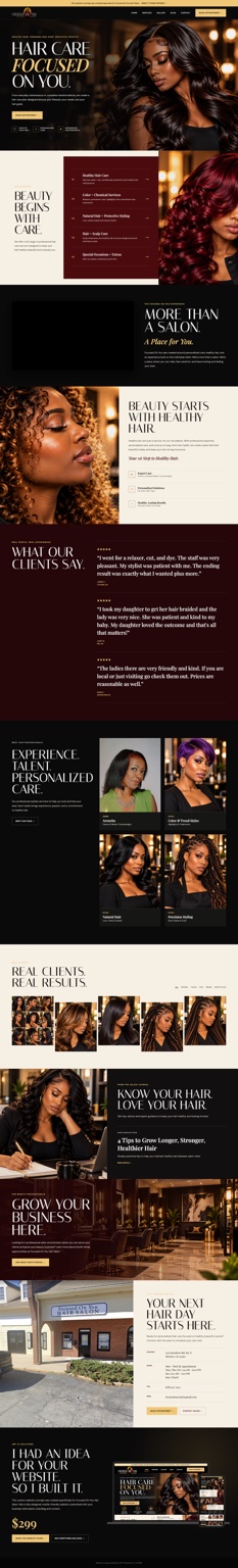 Focused On You Hair Salon website concept