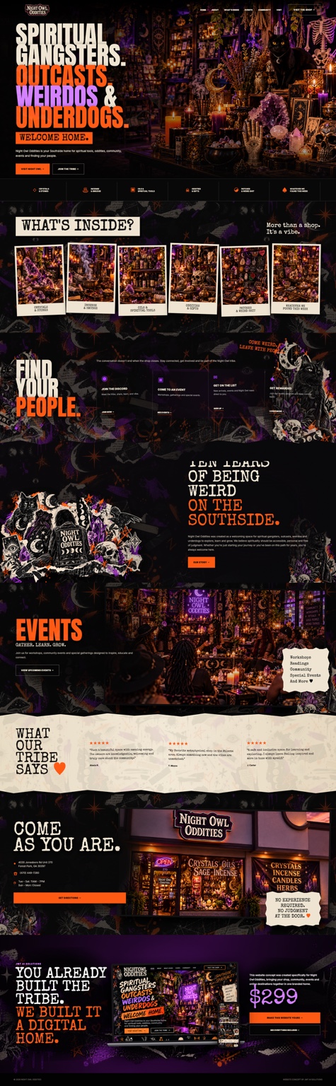 Night Owl Oddities website concept