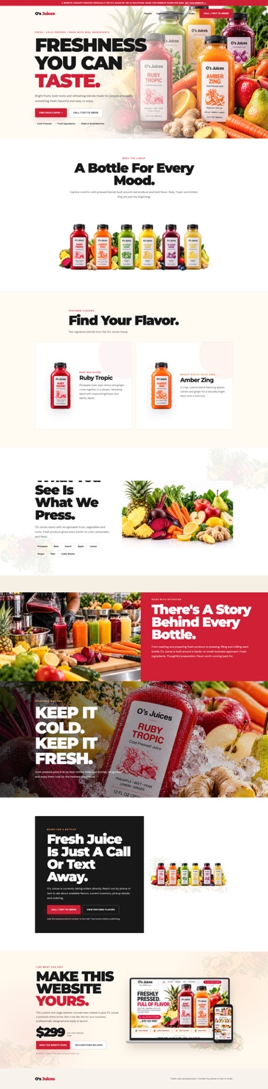 O's Juices website concept